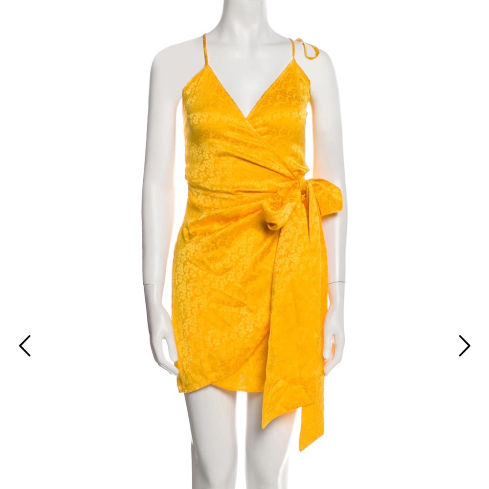 The Andamane Yellow Floral Mini Wrap Dida Dress